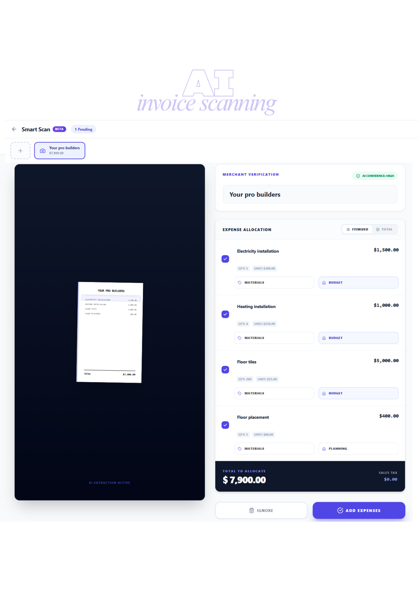 Budget My Reno Features